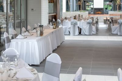 White themed wedding ceremony at Amora Hotel Melbourne