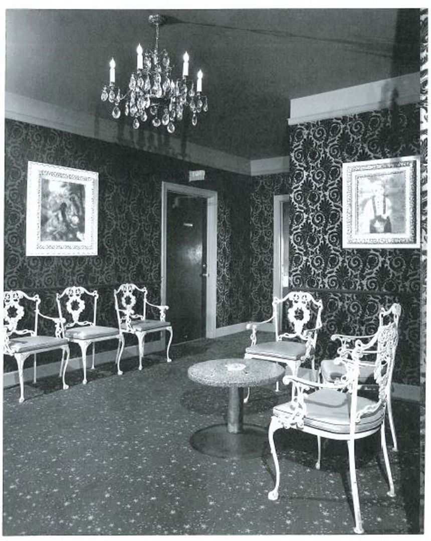 Vintage image of the lobby lounge area at Hotel Sorrento