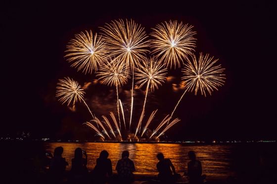 People enjoying the fireworks at The Danna Langkawi