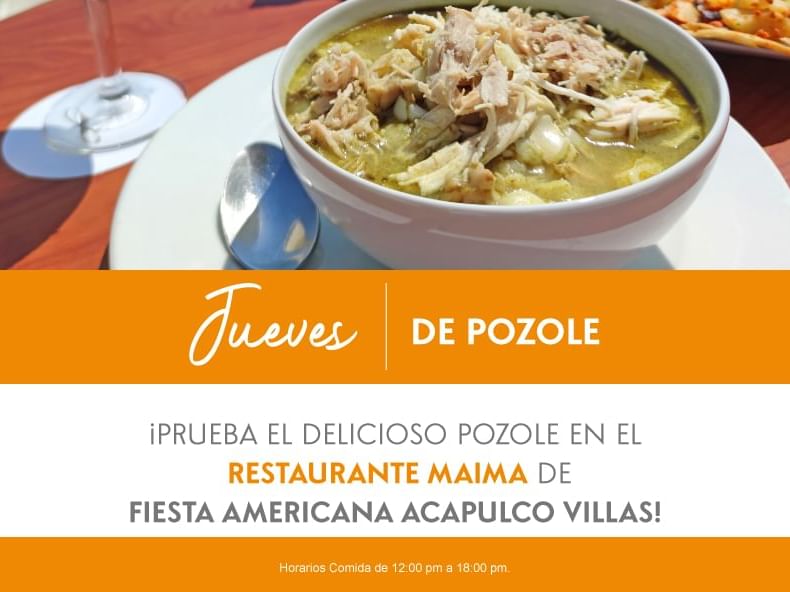 Poster with soup dish background at Fiesta Americana