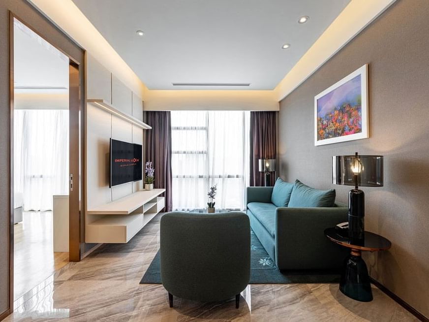 Living room area in 3-Bedroom Suite, Residential Suites at Imperial Lexis, Accommodation in KL