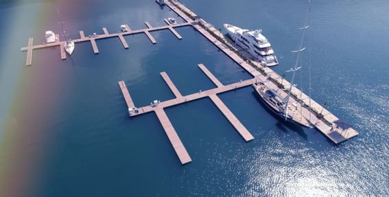 Aerial view of the Main Dock near Marina Bahia Golfito Hotel