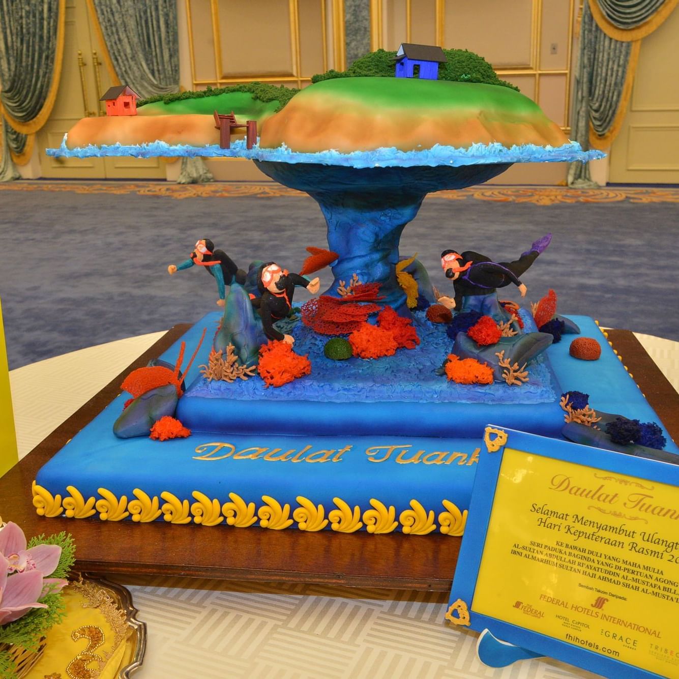 Close-up of a cake presentation, Federal Hotels International