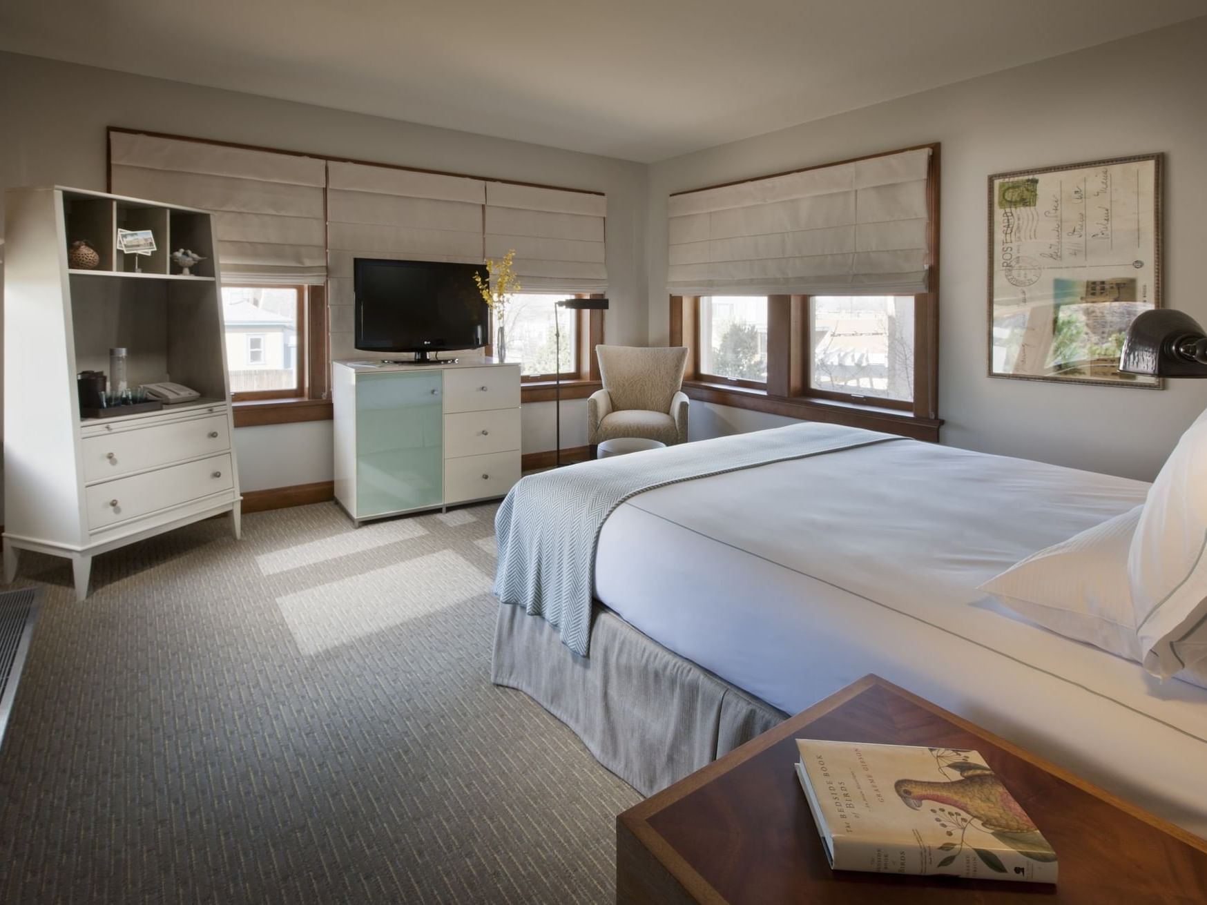 Bed and furniture in hotel room