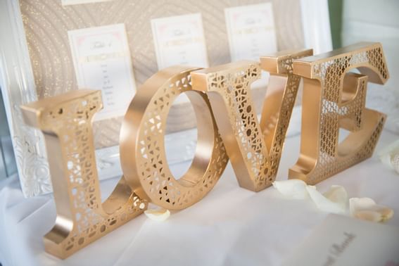 Word love as a decor in a wedding at The View Eastbourne