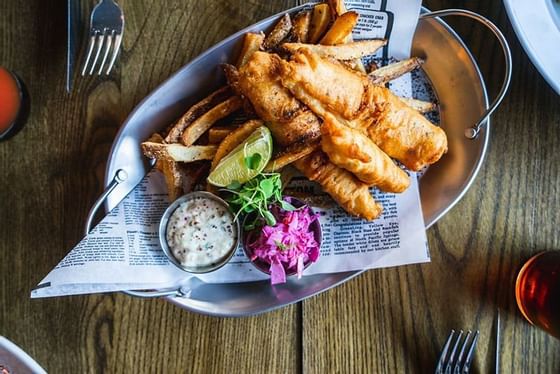 Chicken tenders & fries served at Embassy Hotel & Suites Ottawa