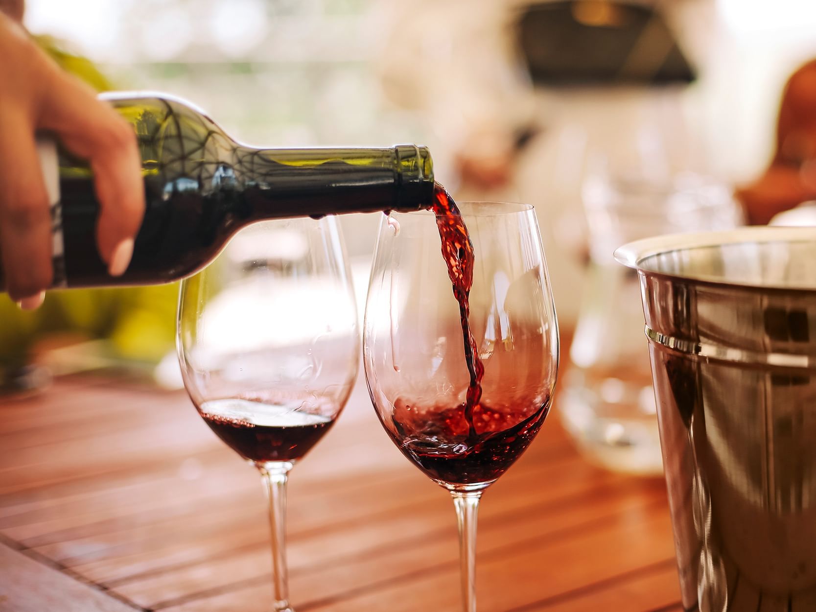 red wine being poured