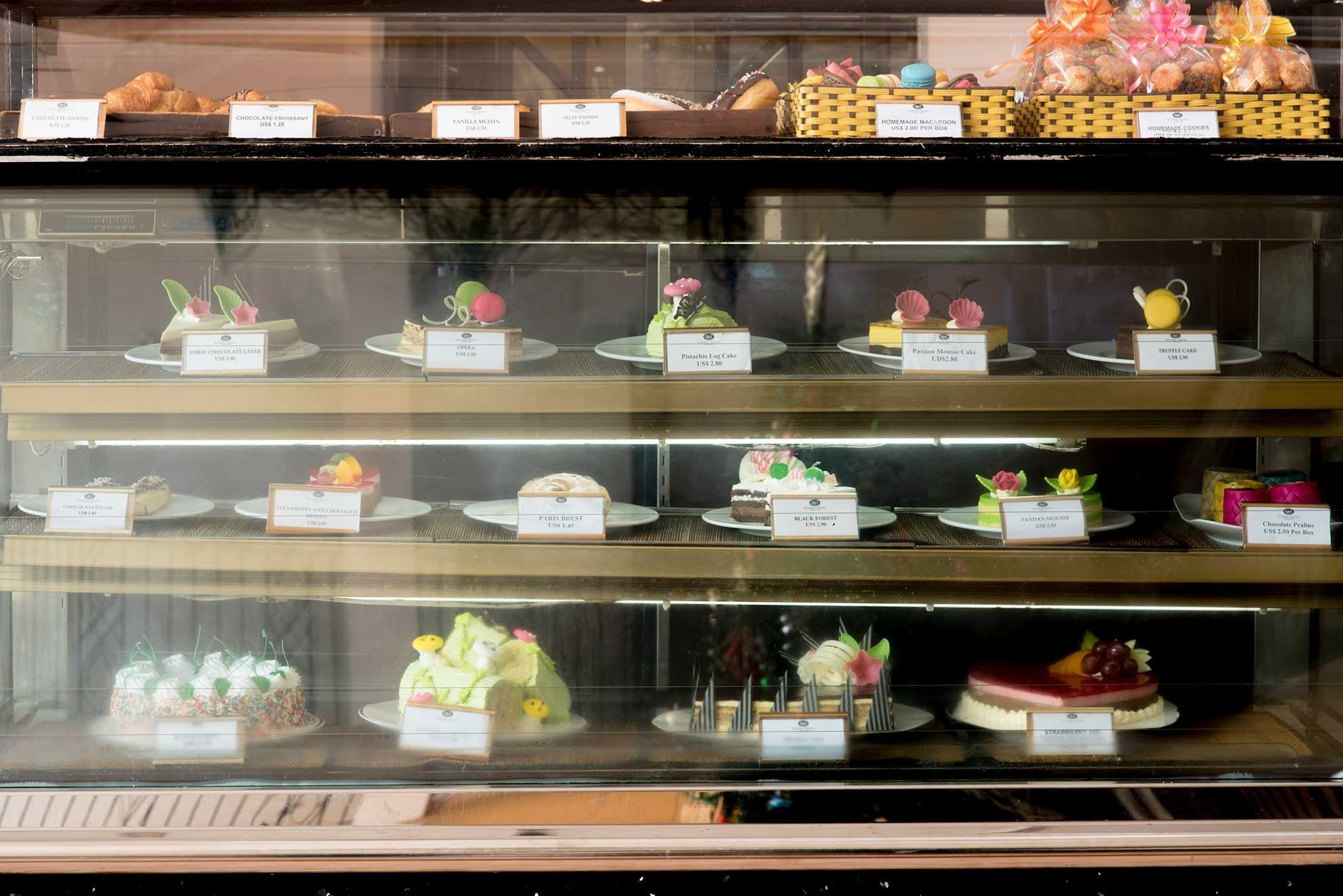 Cakes & pastries display in the Deli Shop at Sunway Hotel Phnom Penh