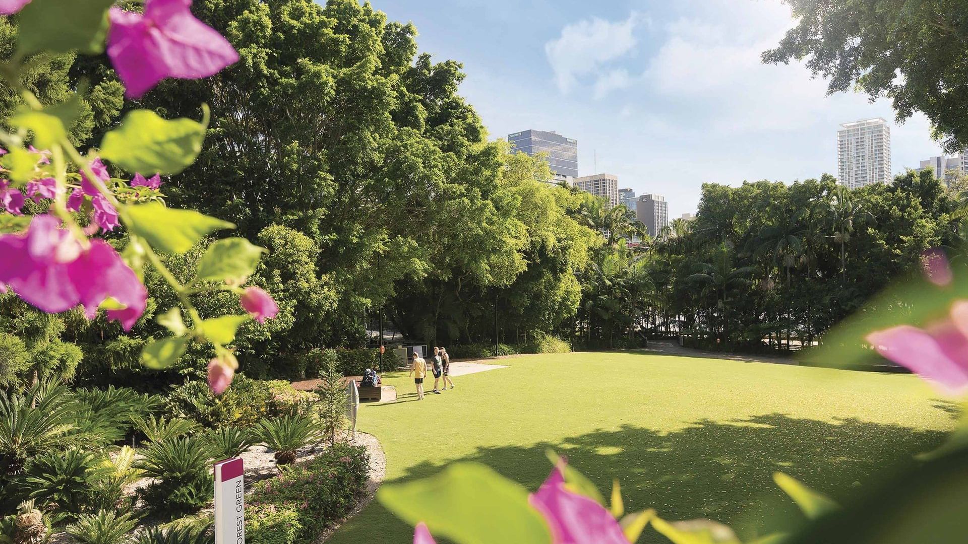 Lush greenery in Southbank Parklands near Pullman King George Square