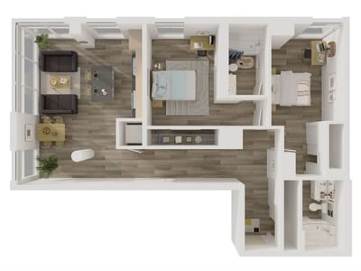 Laurent: 2 Bed 2 Bath Layout C