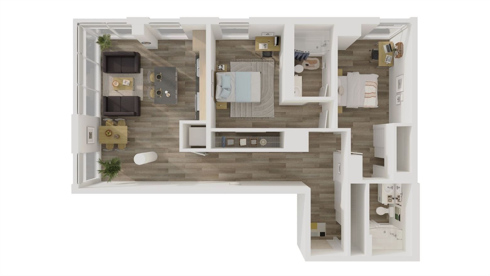 Laurent: 2 Bed 2 Bath Layout C