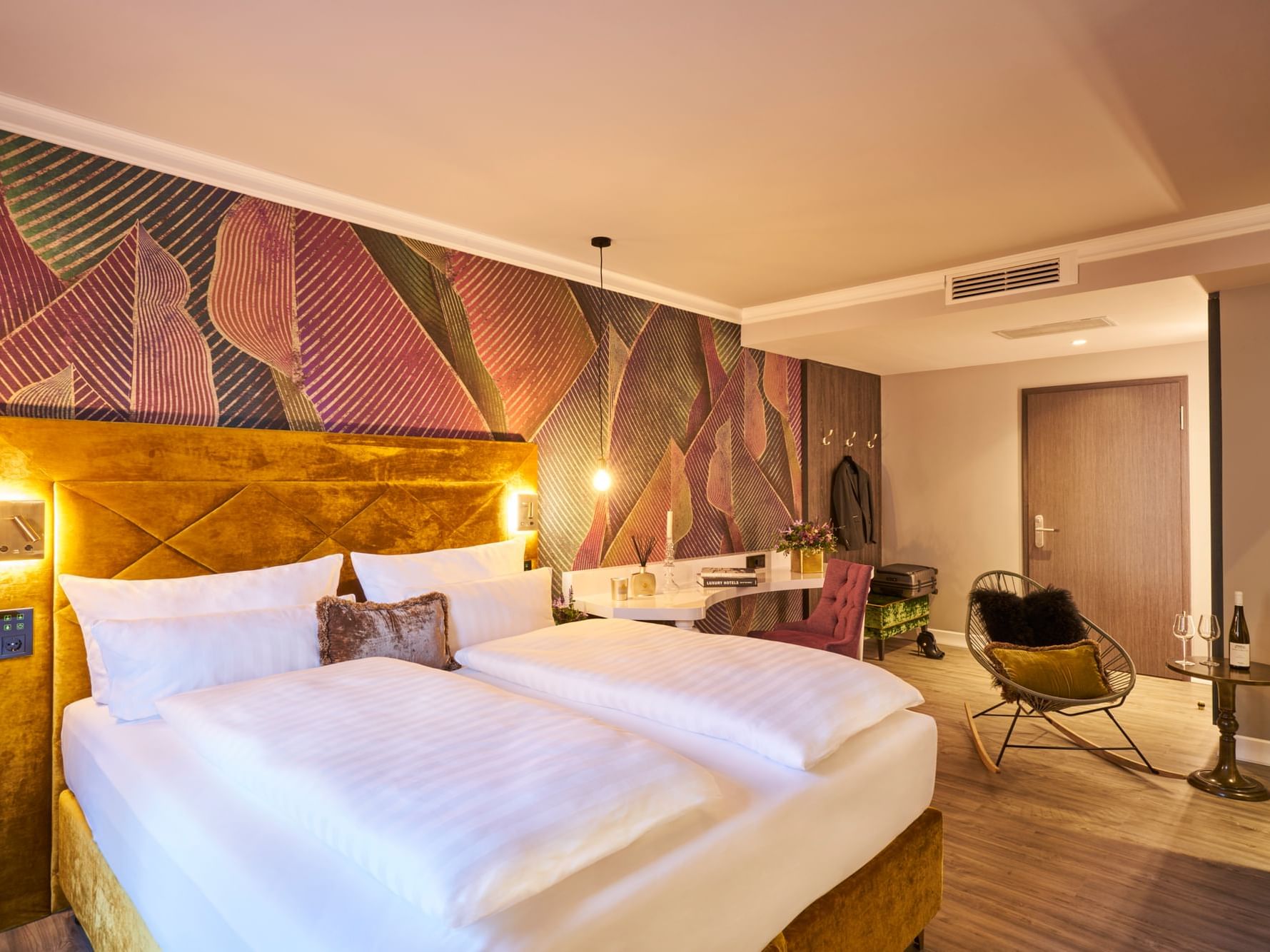 King beds in Grand Deluxe Double Room at Classic Hotel Harmonie