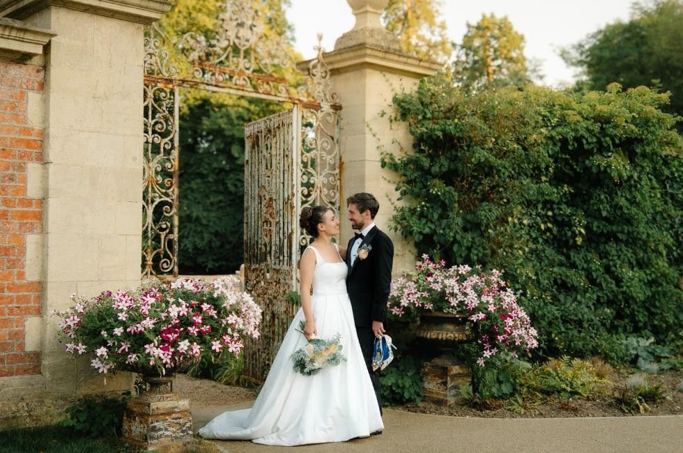 Bride and groom at Easthampstead Park in Bracknell