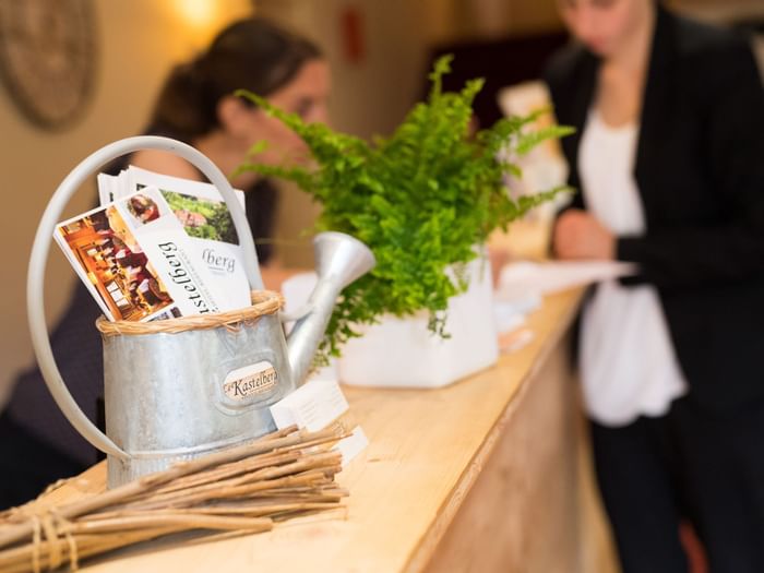 Christmas decors on the reception desk of Le Kastelberg