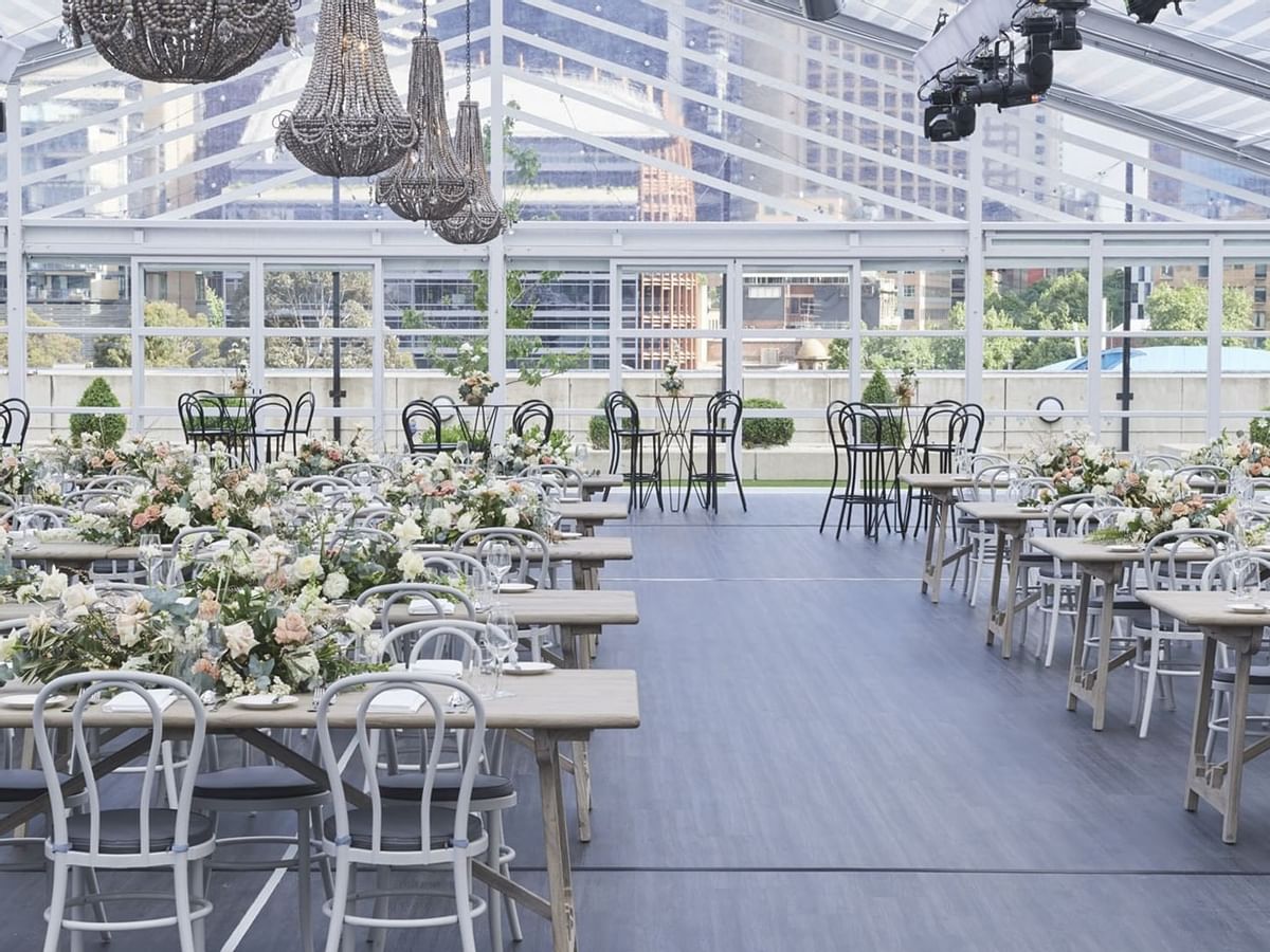 Floral table décor in Crown Aviary at Crown Melbourne