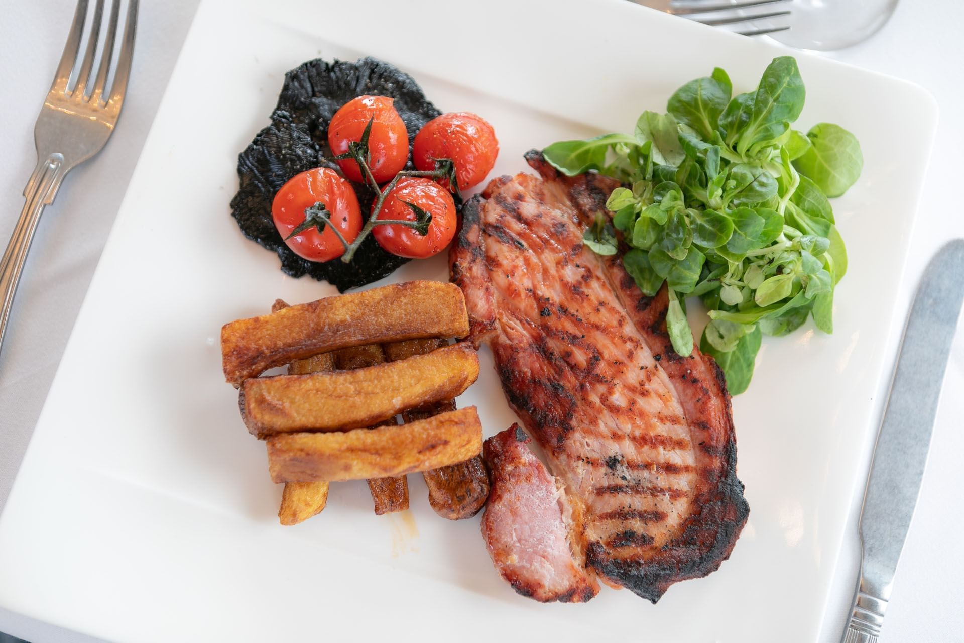 Grilled meat & chips served, The Imperial Hotel Blackpool