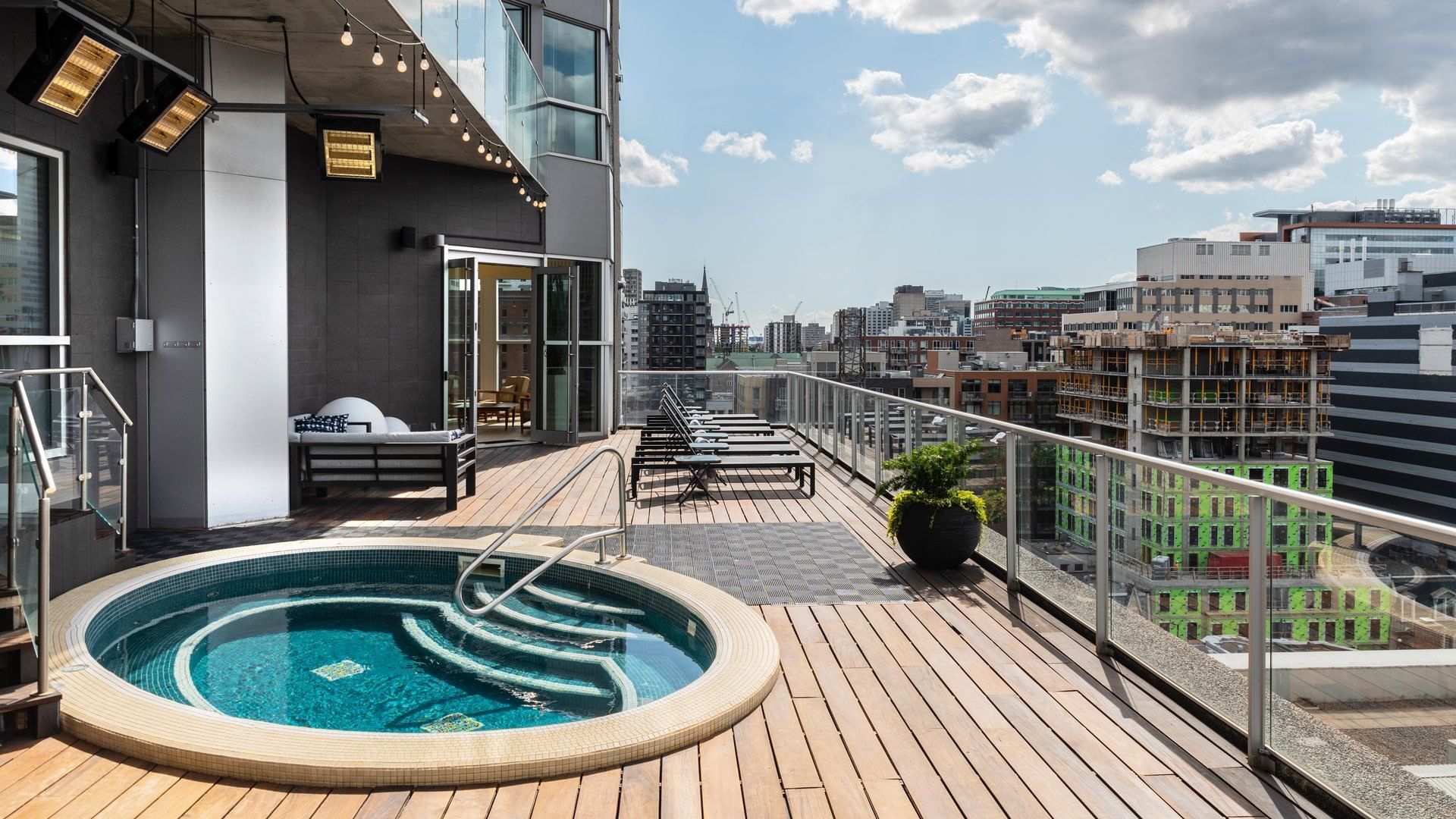 Terrace Pool With Sun Loungers At Warwick Le Crystal Montreal 3310