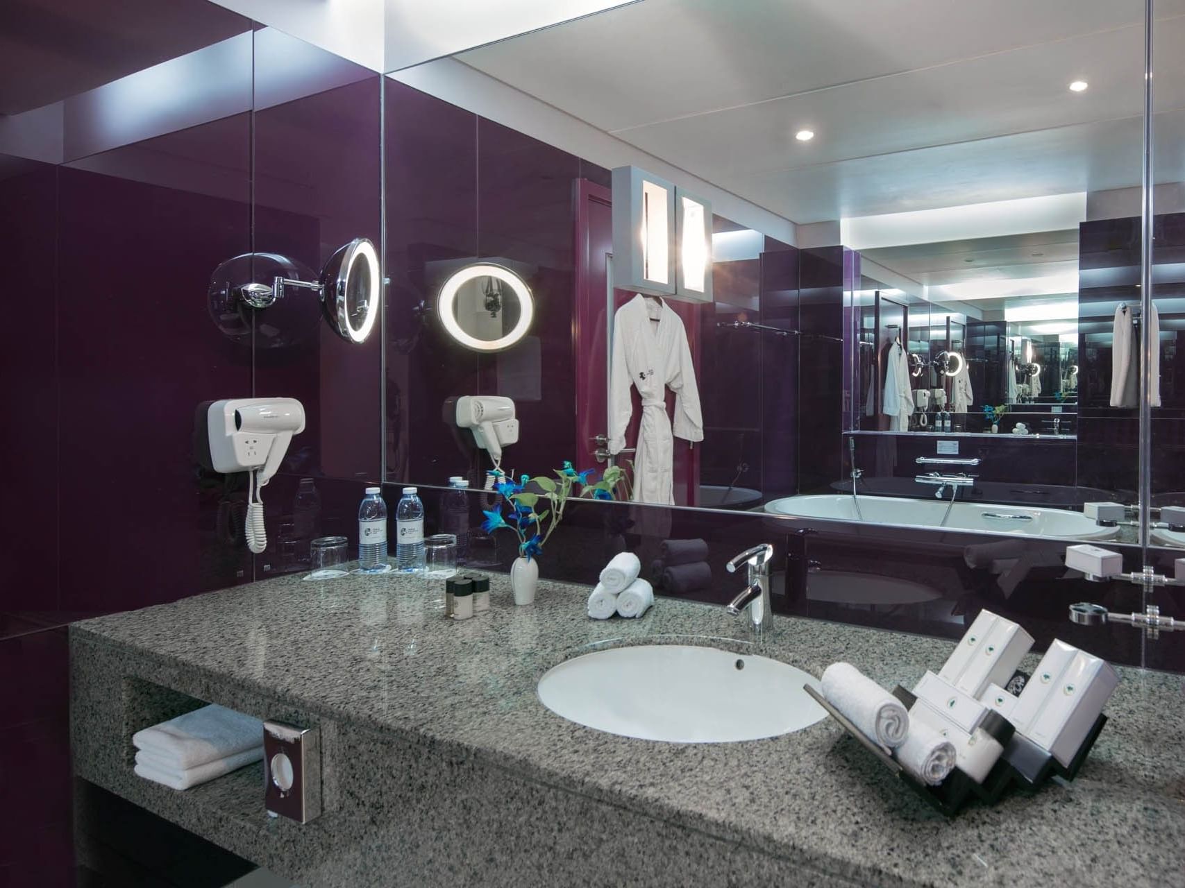 Bathroom counter at the Executive Room in Dubai International Hotel