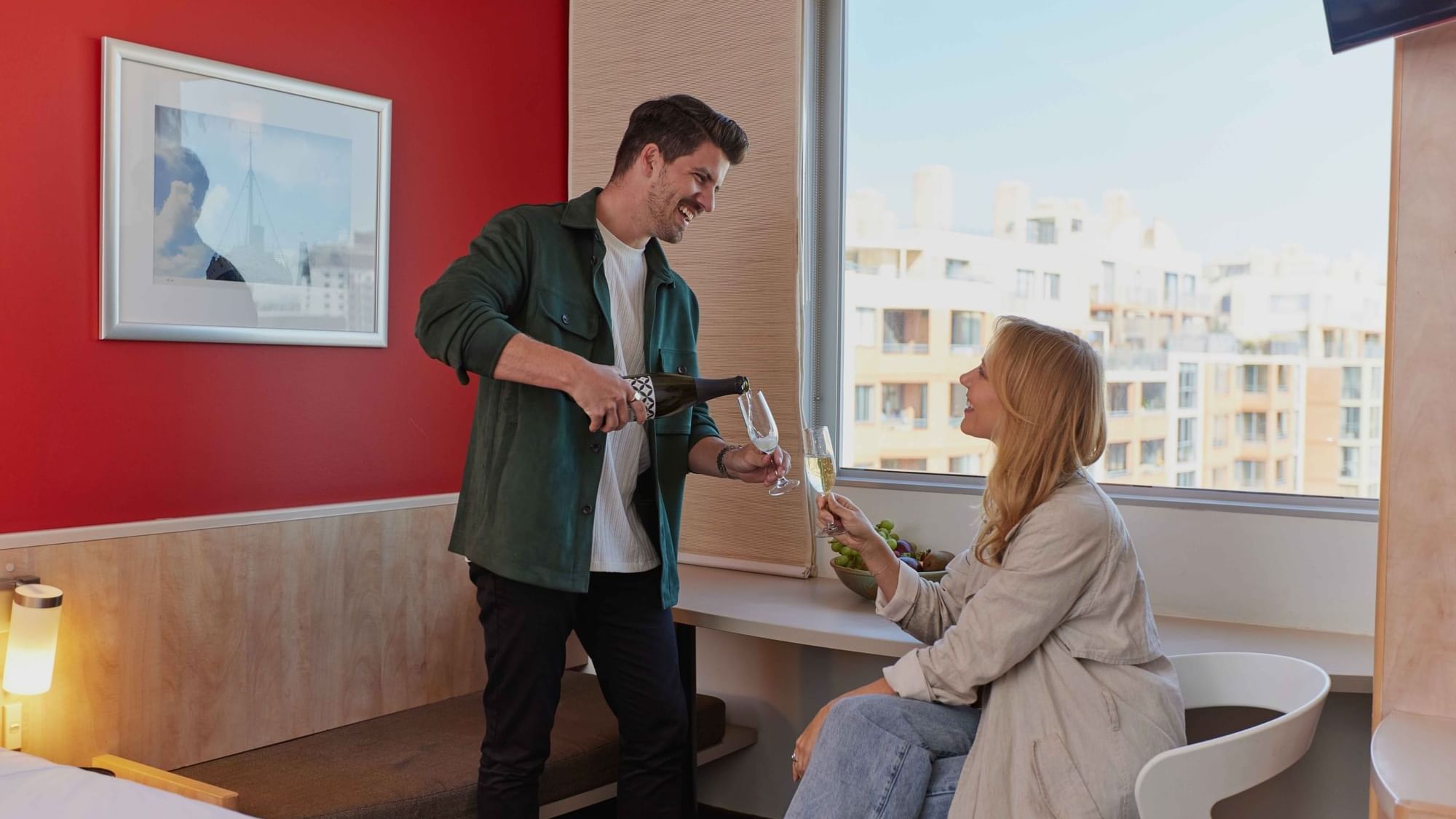 Couple in room at ibis Darling Harbour