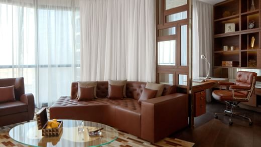 Living area in Don Corleone Suite at Paramount Hotel Dubai