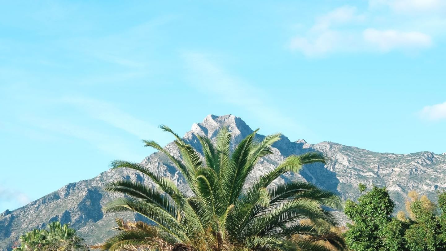Long shot of a mountain near Marbella Club Hotel