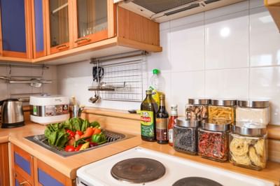 Kitchen with veggies & spices on display at Hanoi Daewoo Hotel