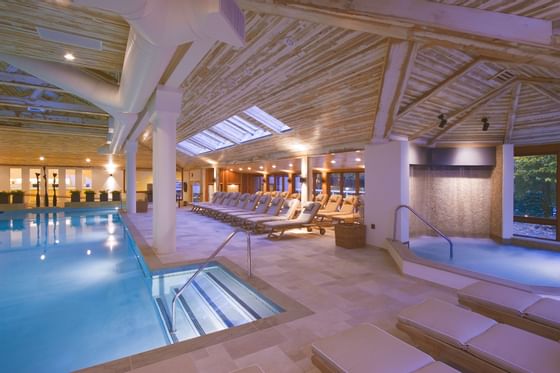 Indoor pool area in the Spa at Topnotch Stowe Resort