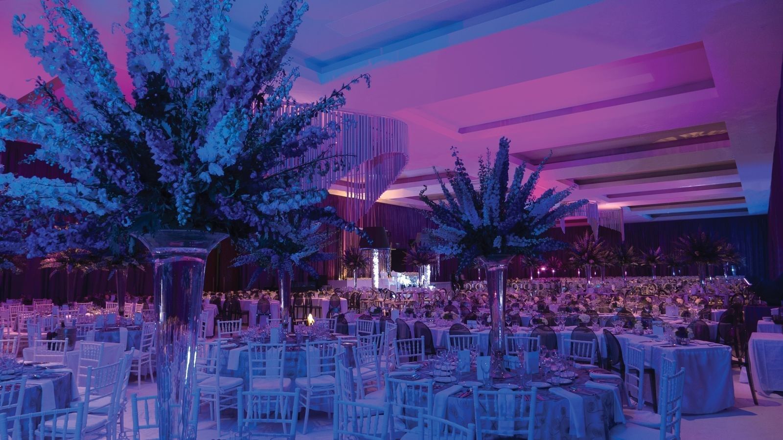 Interior of Gran Salon Aqua wedding at at Live Aqua Resorts