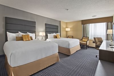 two beds in modern hotel room