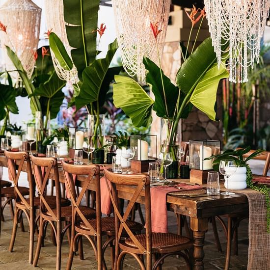 Tables arranged for wedding at Pullman Palm Cove Sea Resort