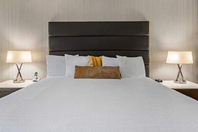 bed in modern hotel room
