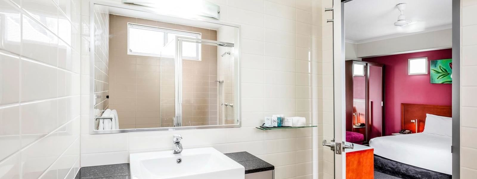 Vanity area in Standard Queen Bathroom at Novotel Darwin Airport