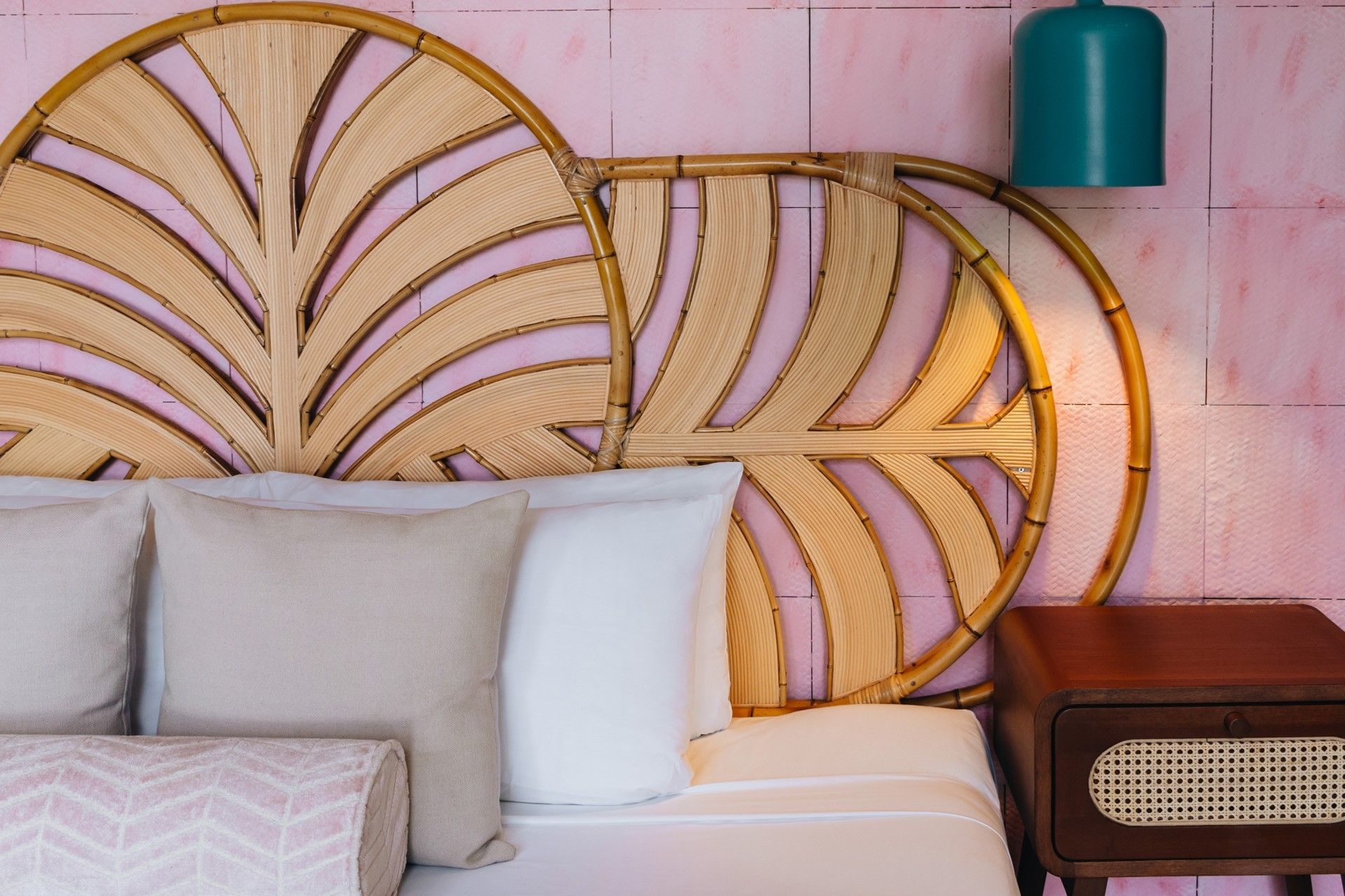 Calm jungle-view guest room with natural textures at Mi Amor