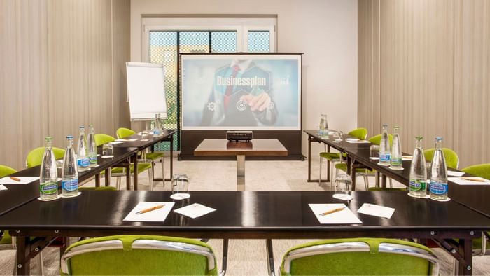 Interior view of arranged meeting room at Starling Hotels in Lausanne Switzerland