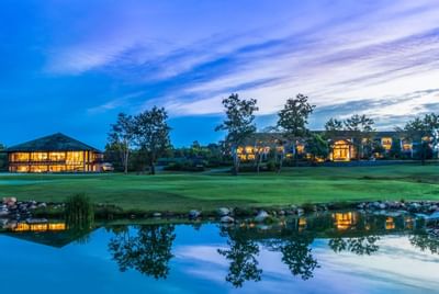 Long shot of Chatrium Golf Resort from the garden