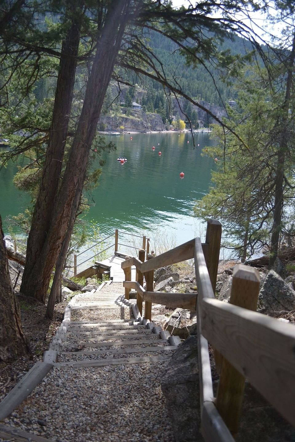 Pathway to the dock near Outback Lakeside Vacation Homes