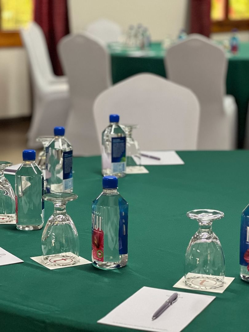 Conference Room 2 at Tokatoka Resort, Nadi, Fiji International Airport with arranged tables and chairs