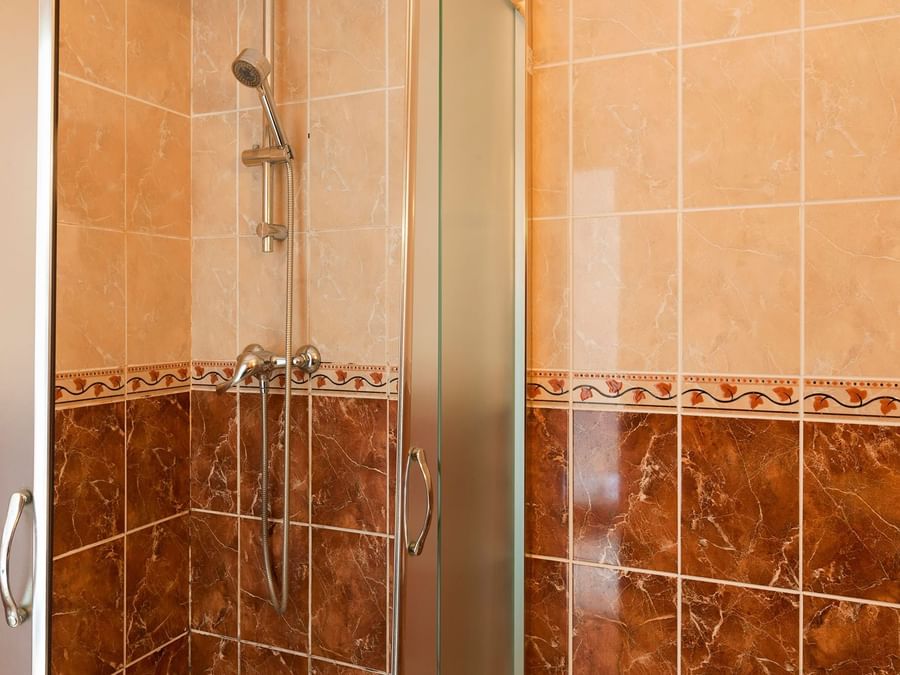 A view of the shower area at Hotel Le Chevel Rouge