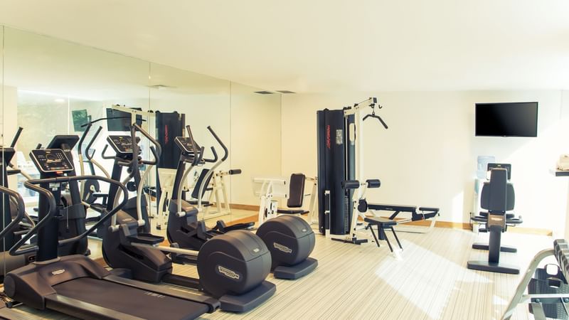 View of Exercise equipment in the gym at Fiesta Inn Culiacán