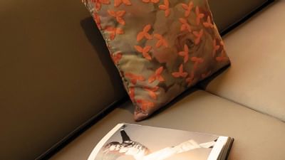 A magazine on a sofa at ReStays Ottawa