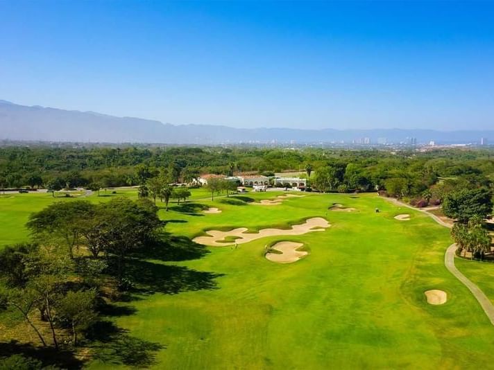 Aerial view of a golf field at Buenaventura Grand Hotel
