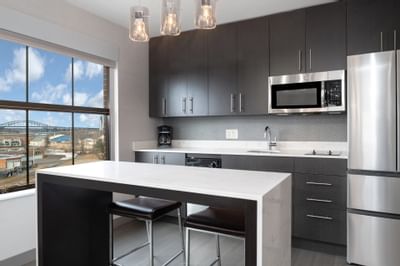 Kitchenette in a room at The Portsmouth Collection