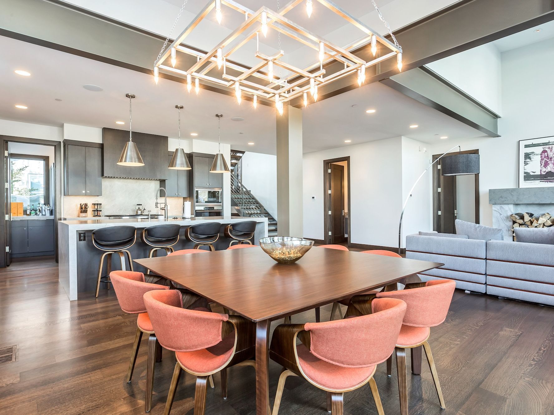 Dining area & kitchenette with modern interior in Five-bedroom Home at Stein Eriksen Residences