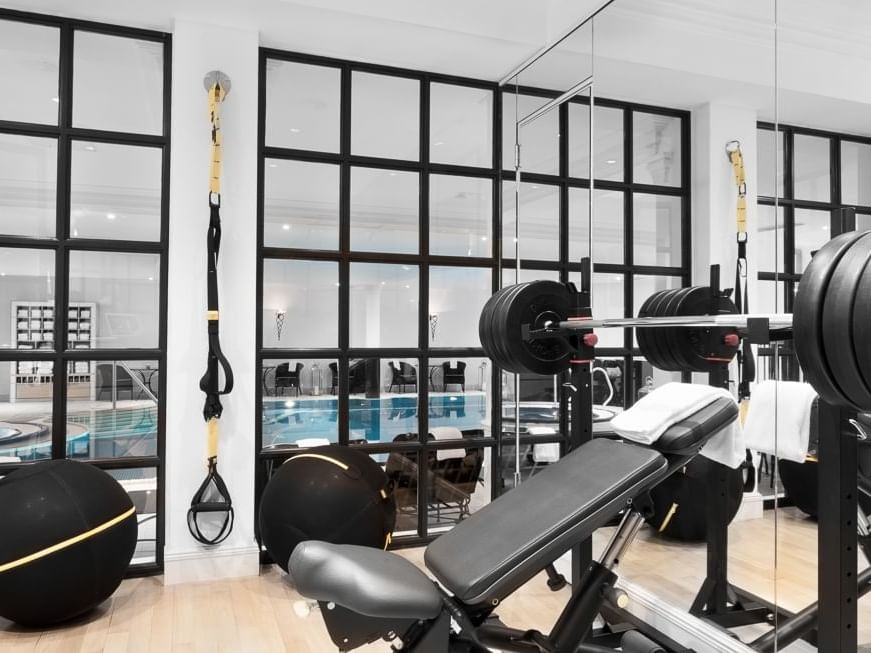 Interior of the equipped gym at Patrick Hellman Schlosshotel