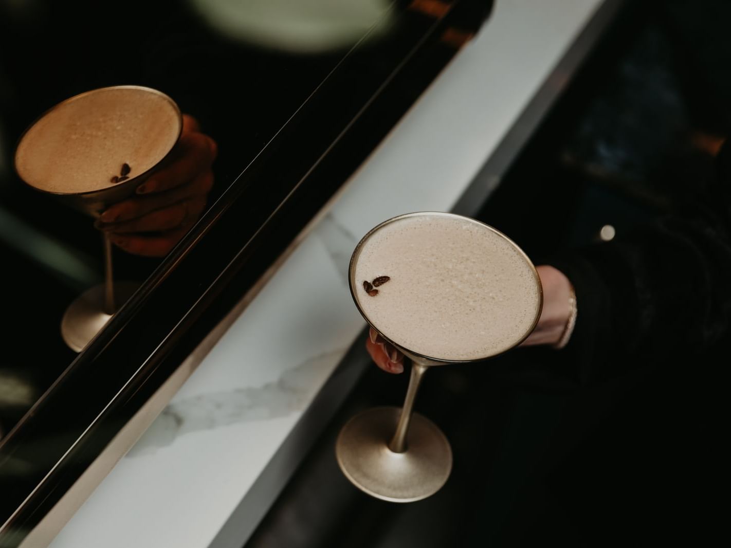 A reflection of an Espresso Martini
