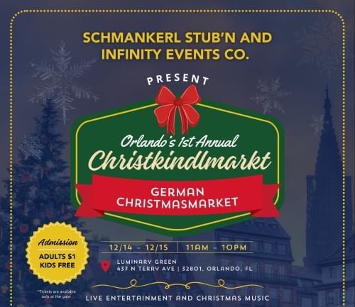 Poster for the Christkindlmarkt in winter event in Orlando.