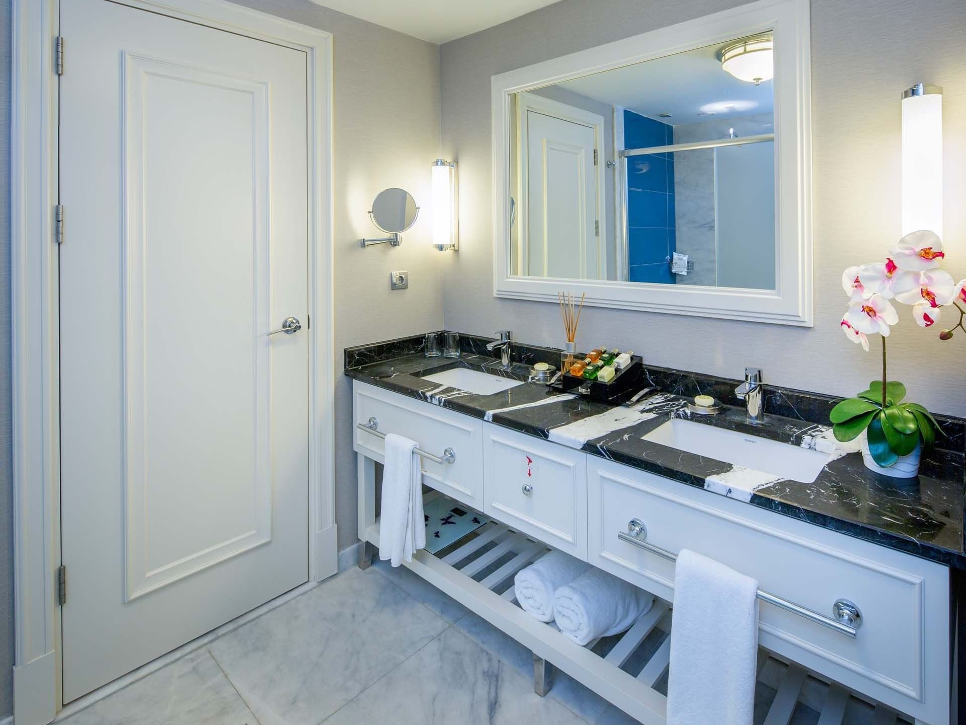 Bathroom with vanity & amenities in Major Suite at Titanic Deluxe Golf Belek