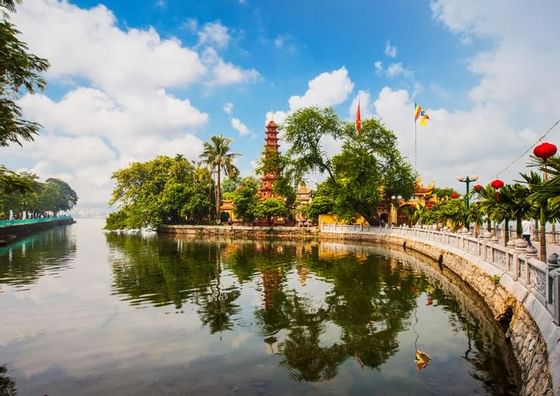 Tran Quoc Pagoda temple by West Lake near Hanoi Daewoo Hotel