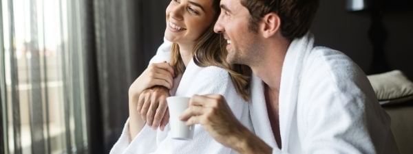 Couple in hotel room