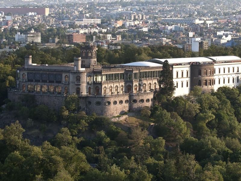 Aerial view of Chapultepec Castle near Grand Fiesta Americana